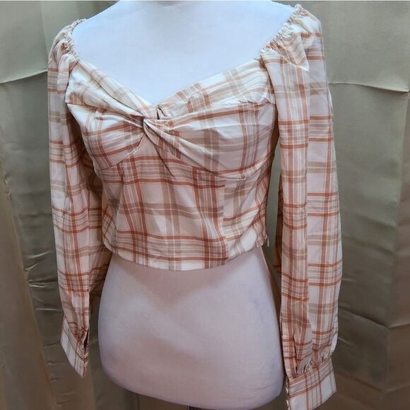 Forever 21 Plaid Off Shoulder Crop Top Size Large - Picture 3 of 13
